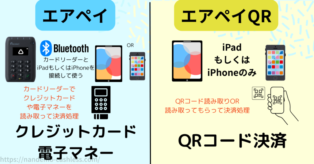 エアペイとエアペイQRの違い(決済方法）